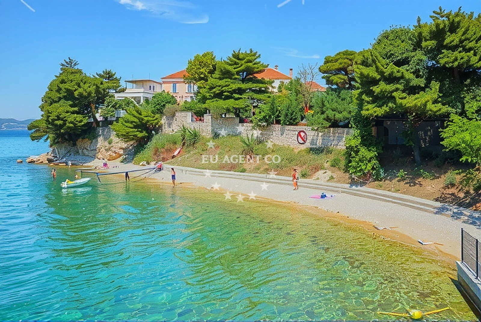 Beaches near Gazenica Harbour, Zadar, Croatia including Punta Bajlo and Podbrig