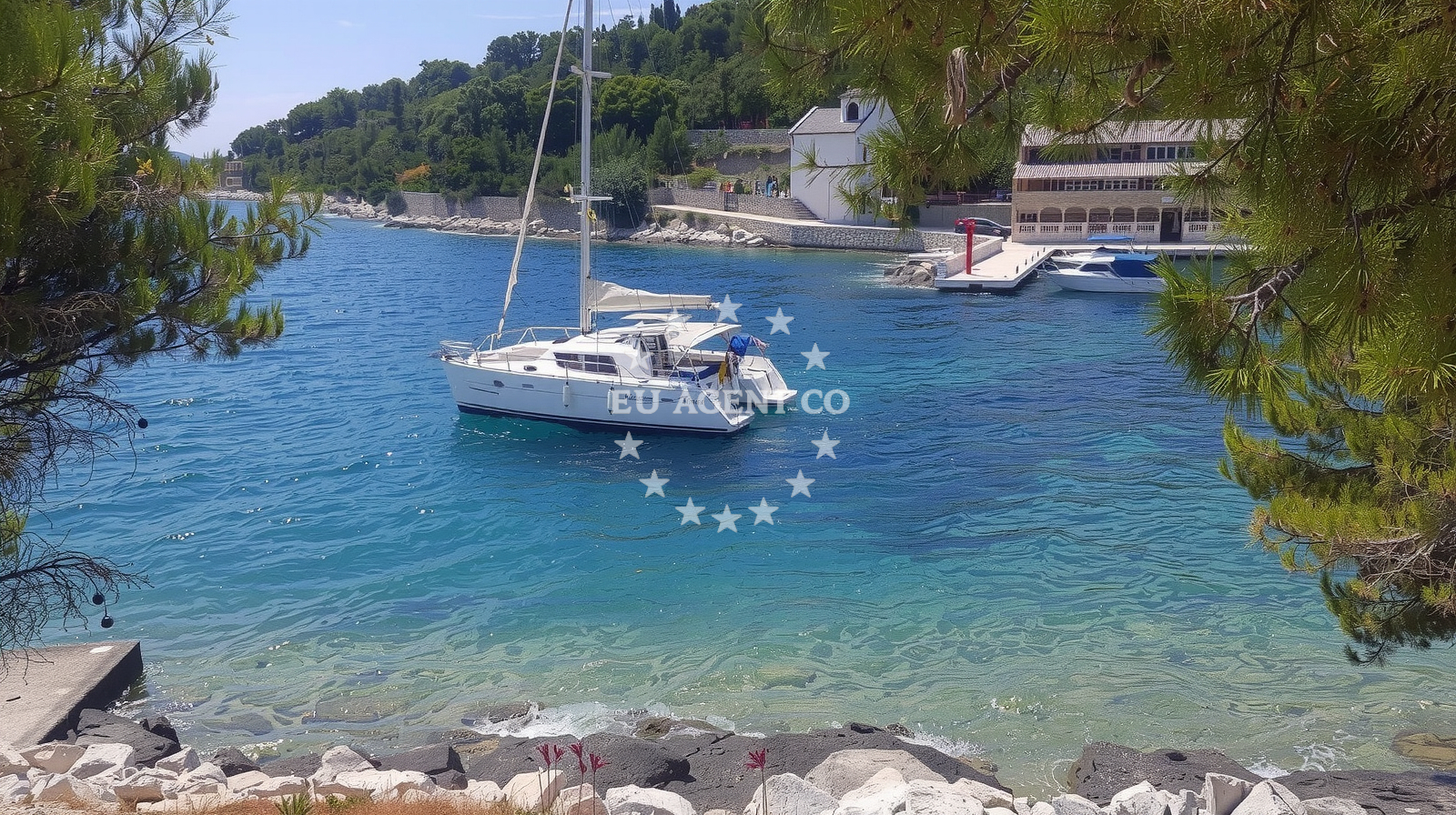 Doli Harbour, South Dalmatia, Croatia - sheltered bay with mooring lines