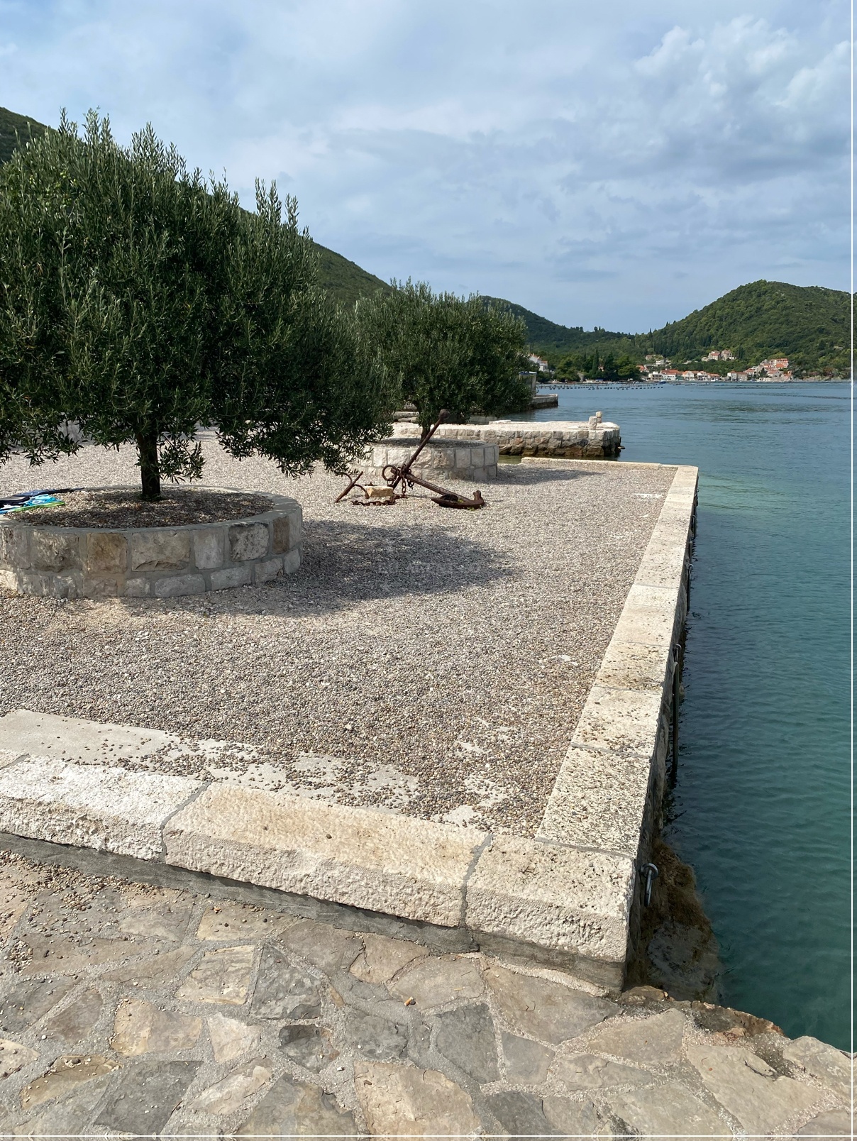 Mooring line at Hodilje Harbour with Adriatic sea view