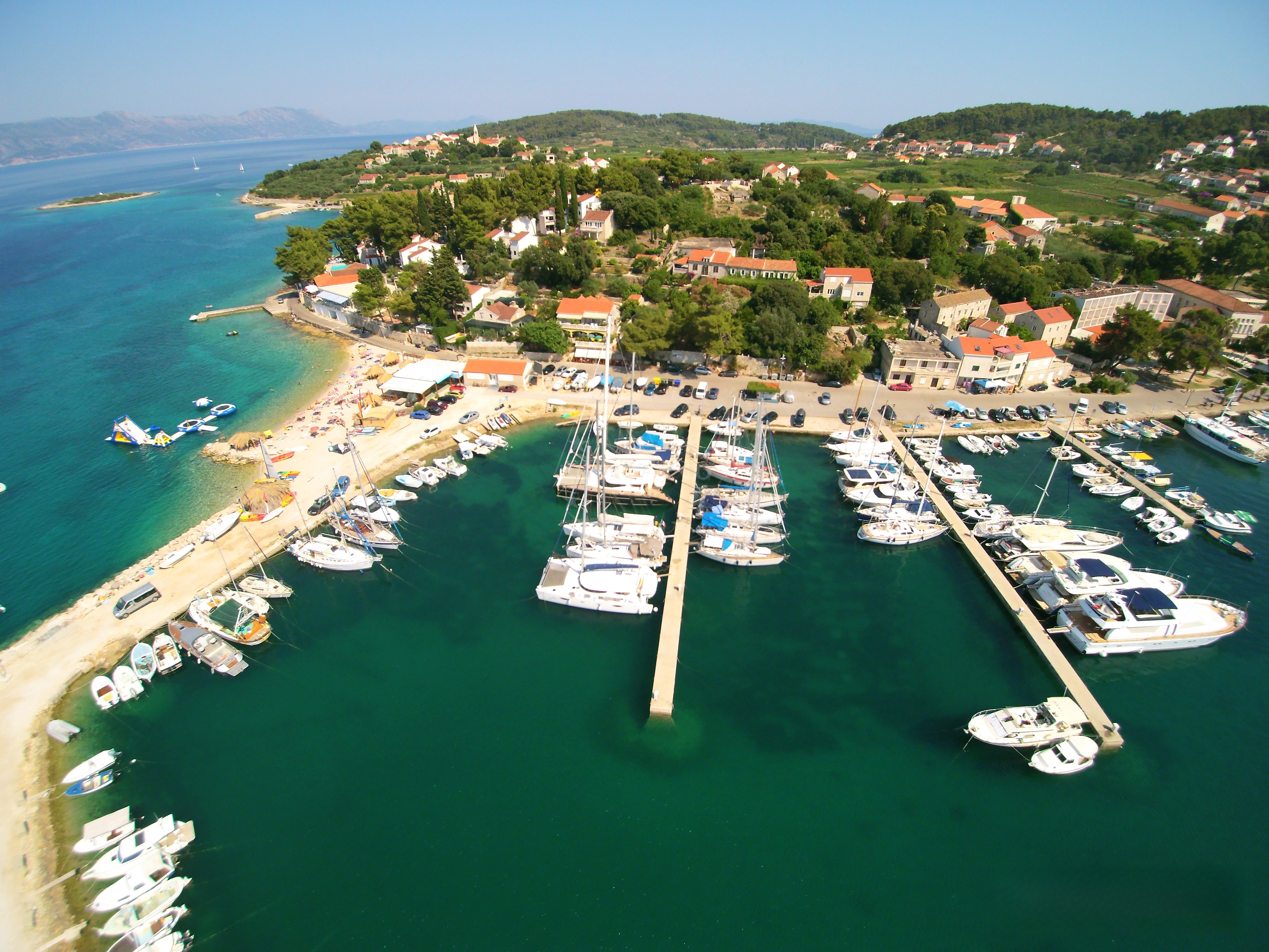 Shallow bay with anchorages near Lumbarda, Korčula