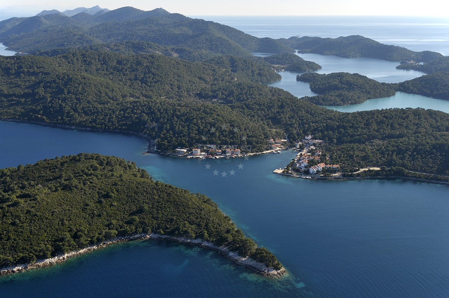 Yacht mooring at Pomena Harbour, Mljet Island, Croatia with restaurant views