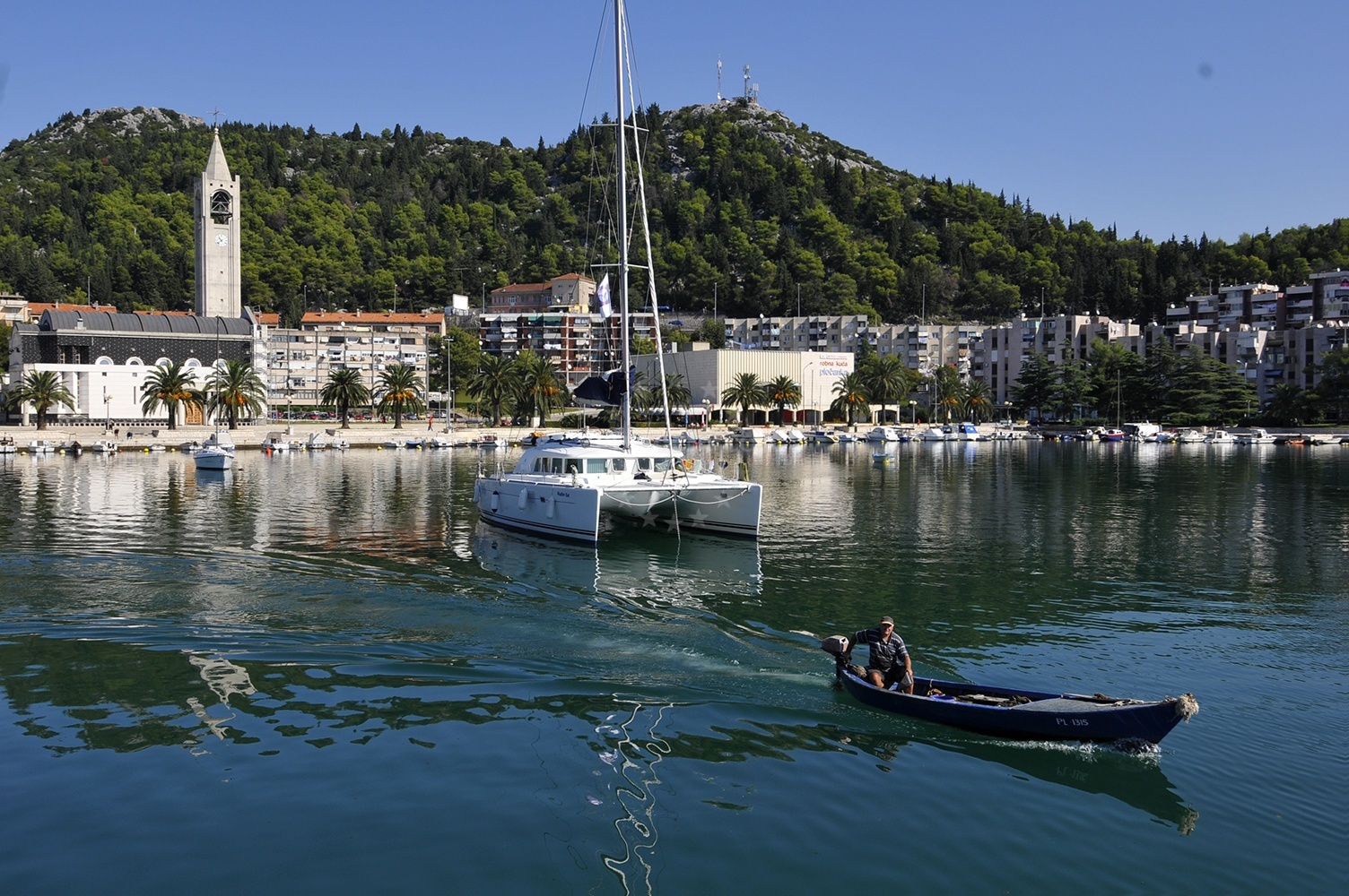 Ploce Harbour entrance with marked W course navigation channel