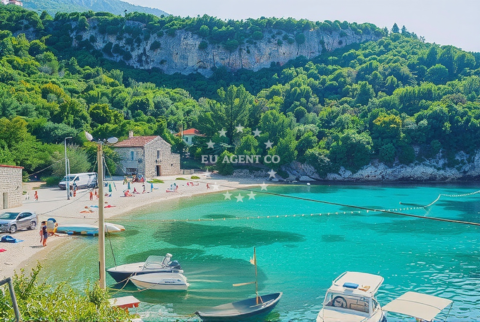 Approach and location view of Trsteno harbor in Harbour in Trsteno, South Dalmatia, Croatia photo 3