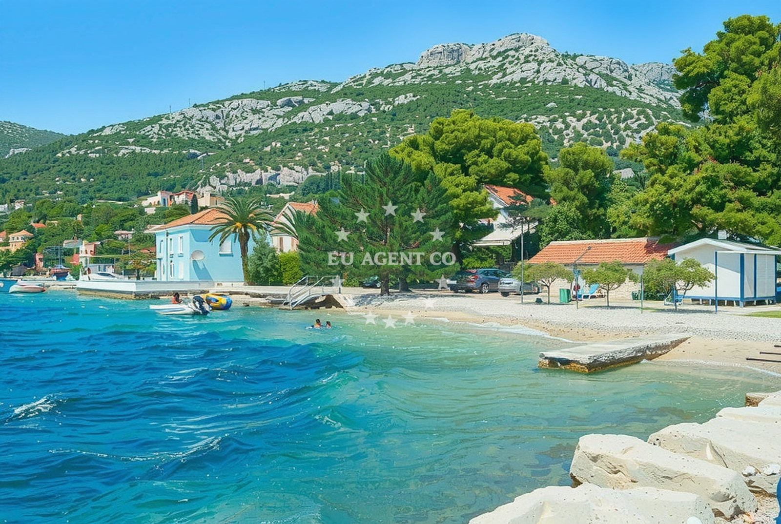 Panoramic view of Korčula Island from Viganj Harbour