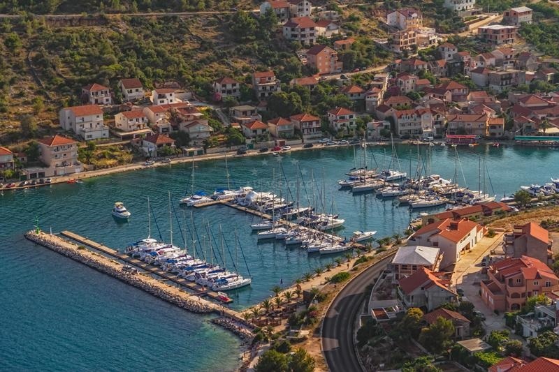 Marina Agana berth with boats moored in Central Dalmatia