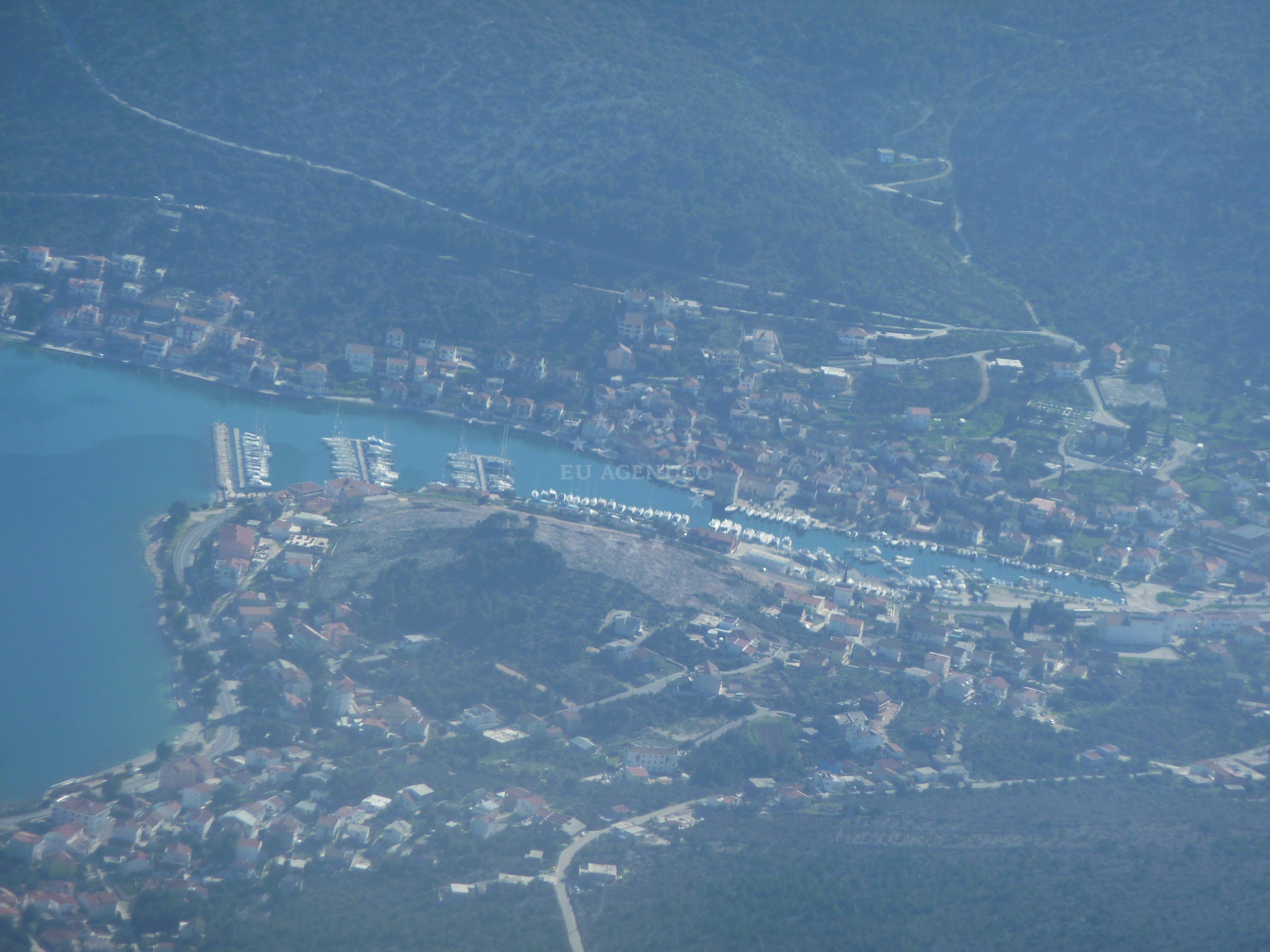 Marina Agana harbor with boats and mooring lines