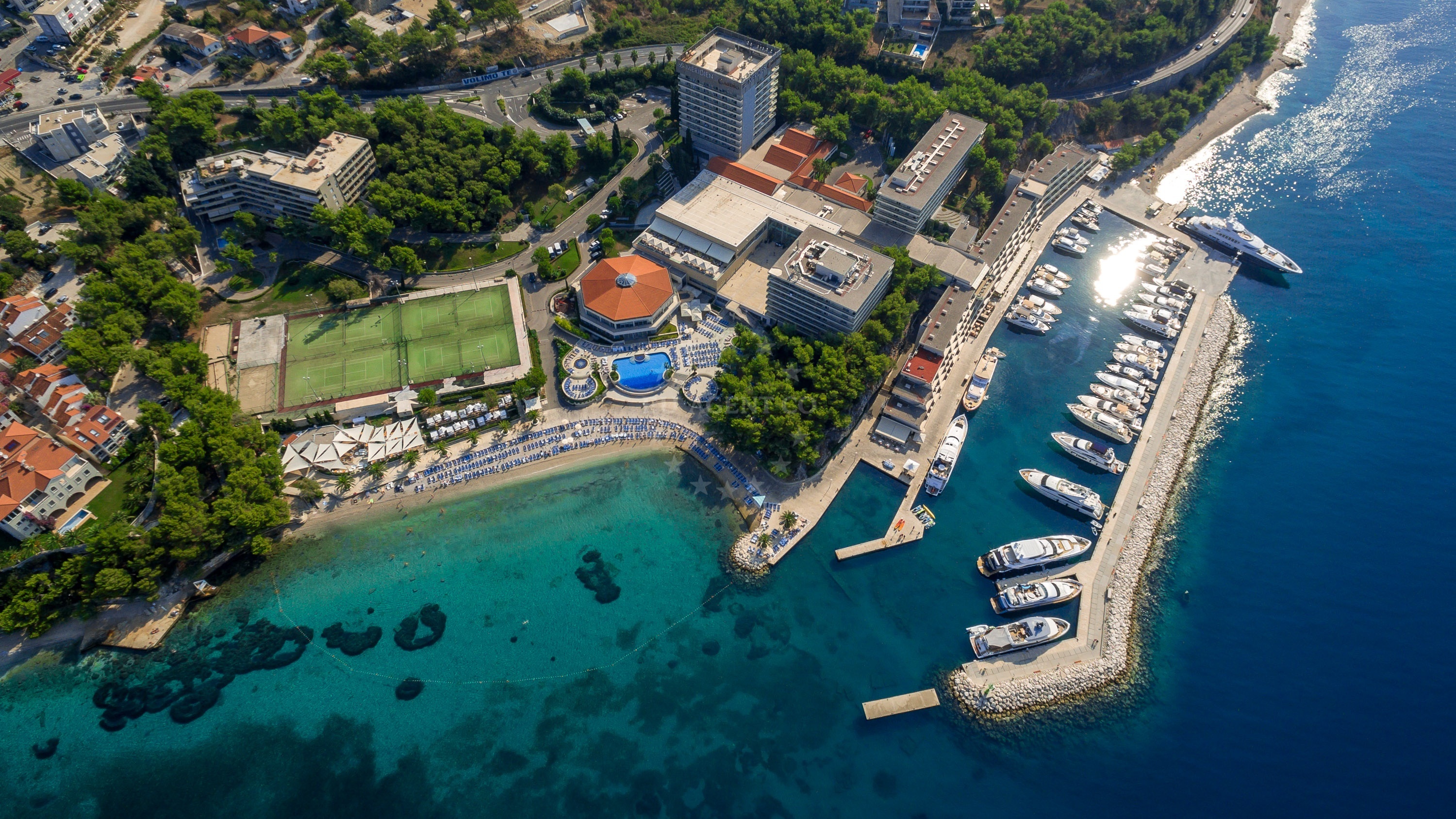 Marina Lav berths with hotel Le Meridien Lav in the background