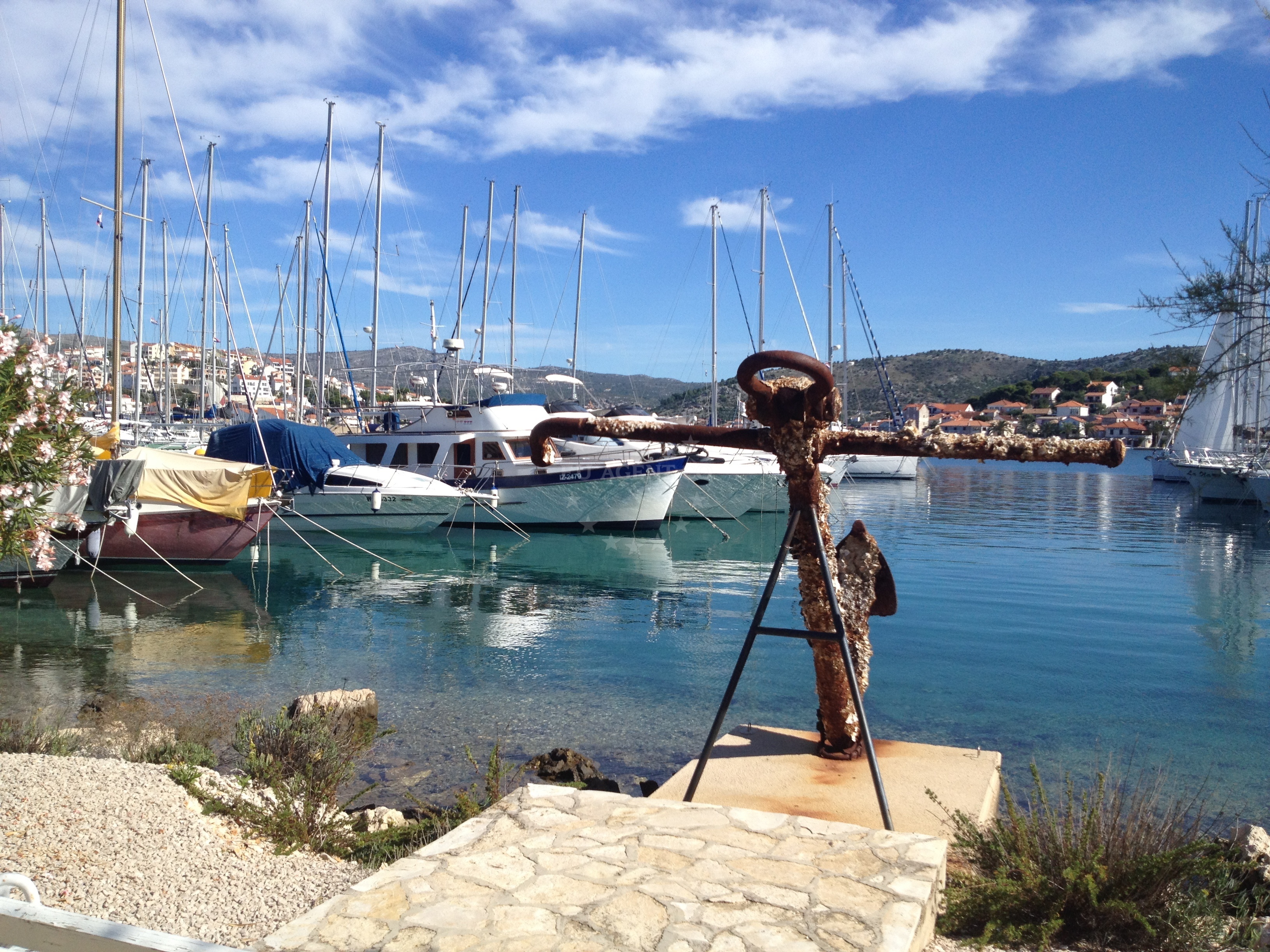 Marina Frapa's protected bay with yachts docked