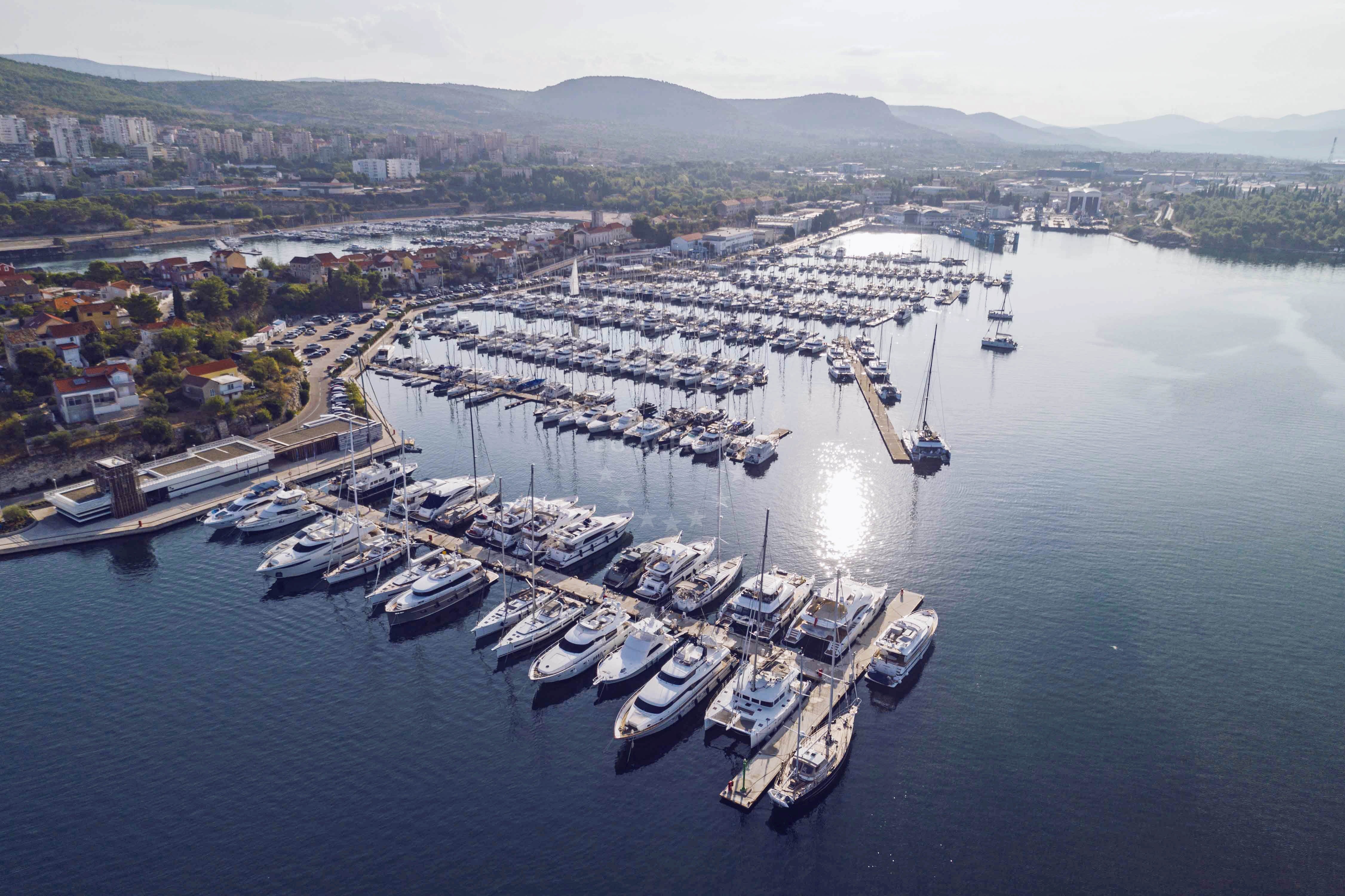 Yacht moored at Marina Mandalina with Adriatic Sea view