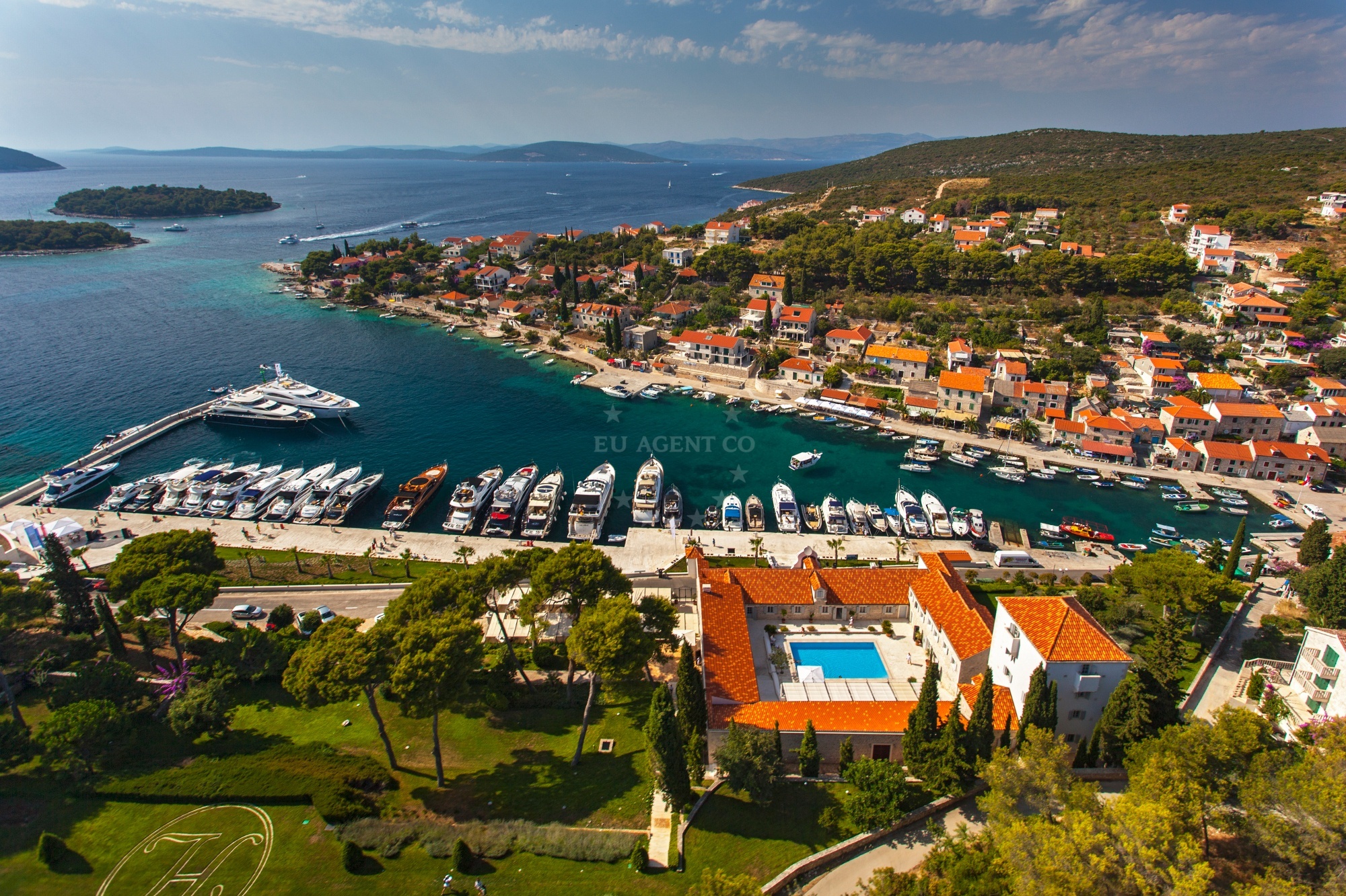 Marina Martinis Marchi entrance with luxury yachts docked