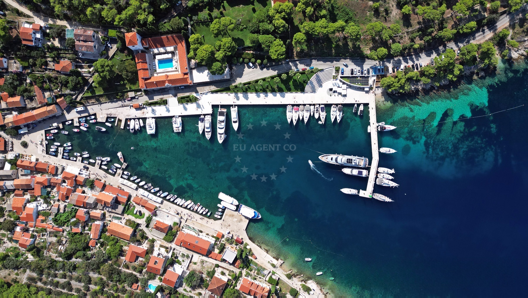 View of Solta island from Marina Martinis Marchi