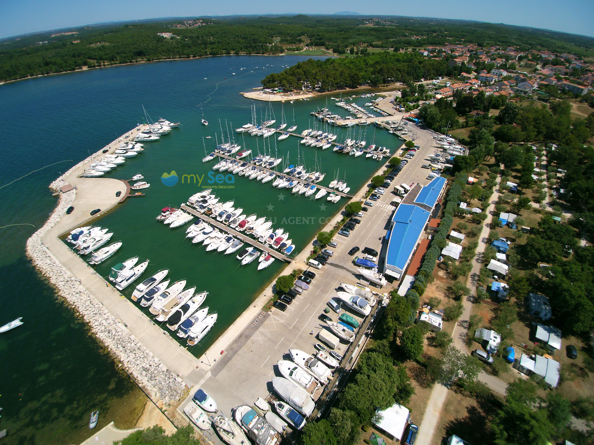 View of the western Istrian coastline from Marina Funtana