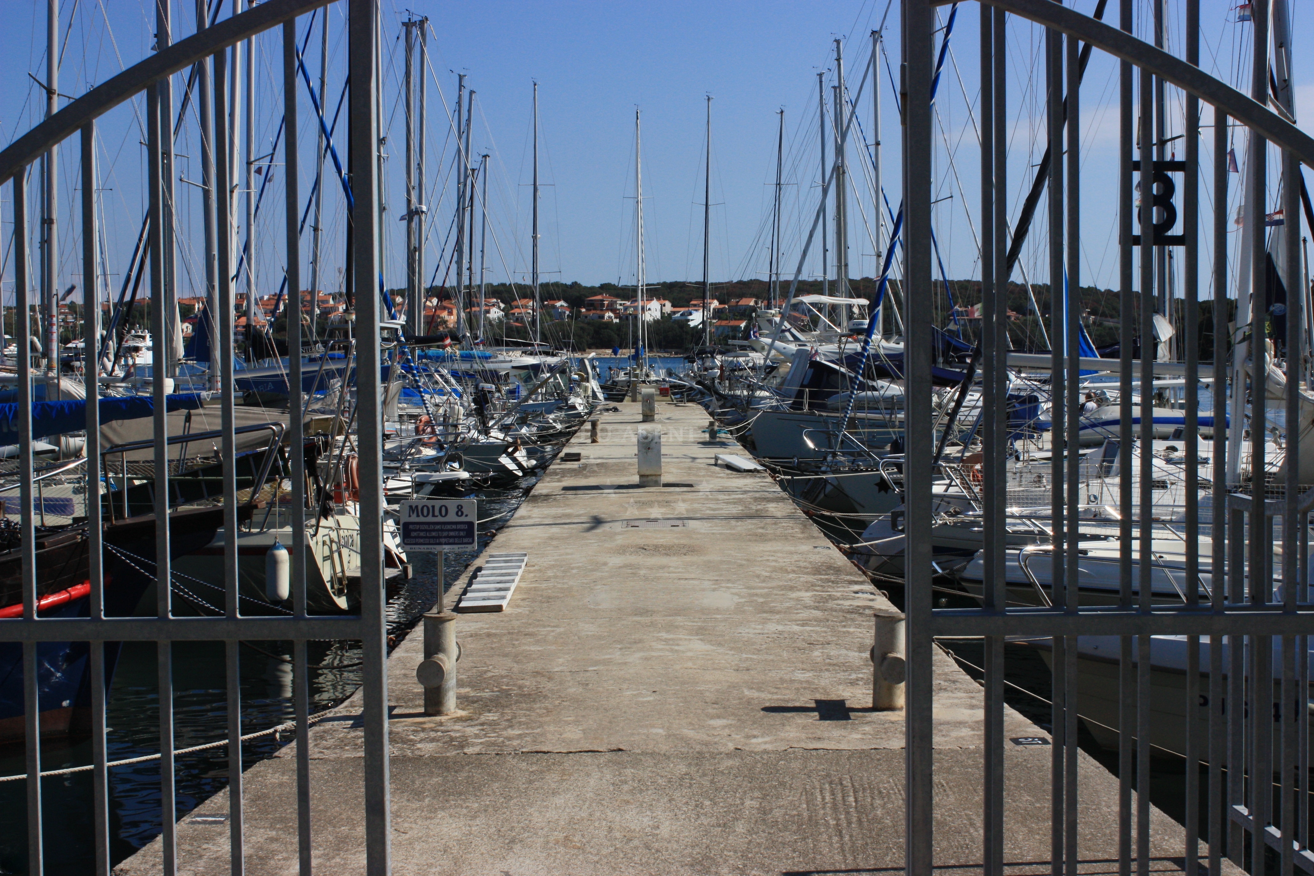 View of Pula’s Roman amphitheater from Marina Bunarina