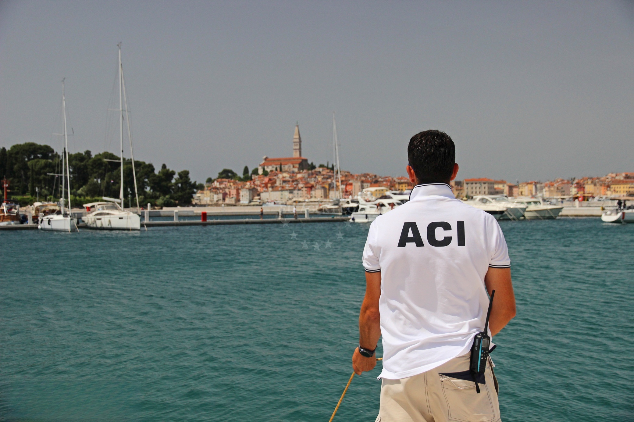 Marina facilities at ACI Marina Rovinj, Croatia: Electricity and waste disposal services.