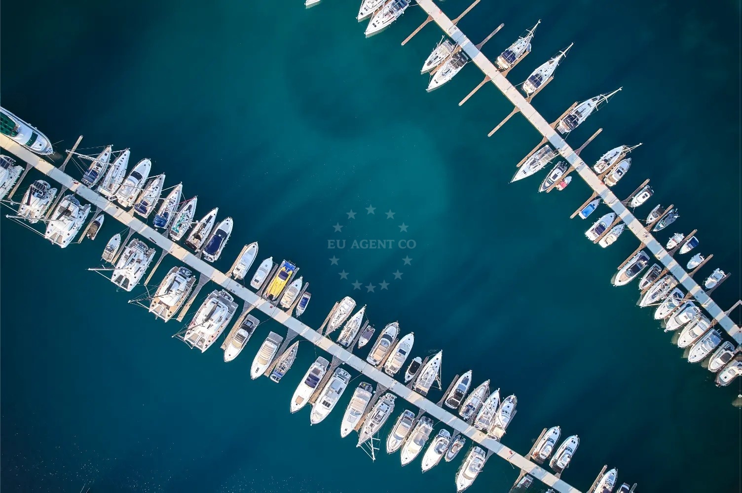 Marina Drage facilities with boats moored along the waterfront
