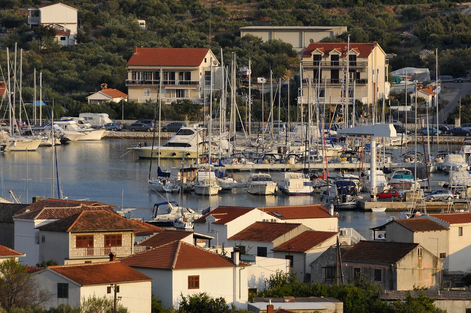 Marina facilities at ACI Marina Jezera, including fuel stations and berthing areas