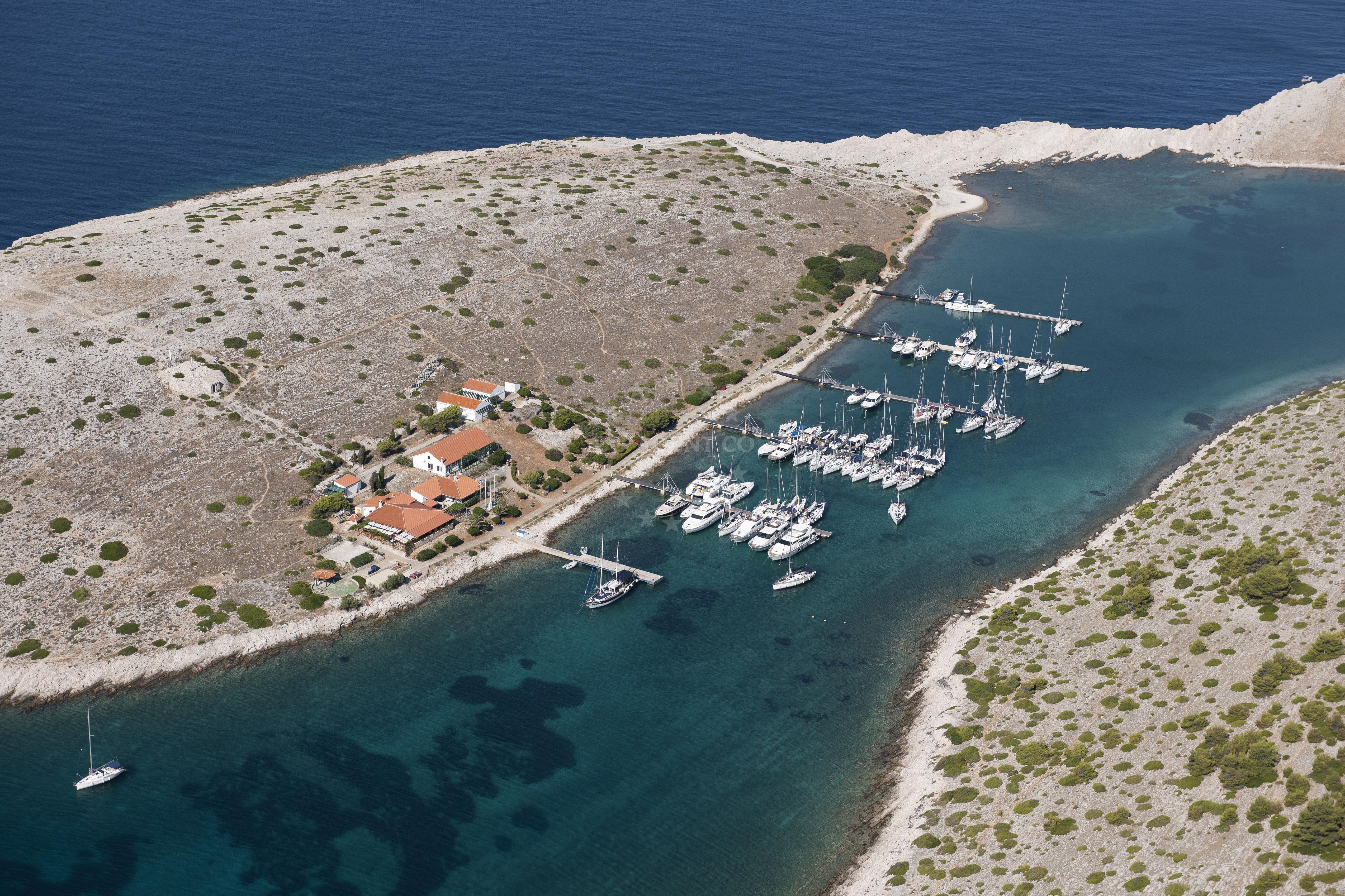 ACI Marina Piskera berths with Kornati National Park islands in the background