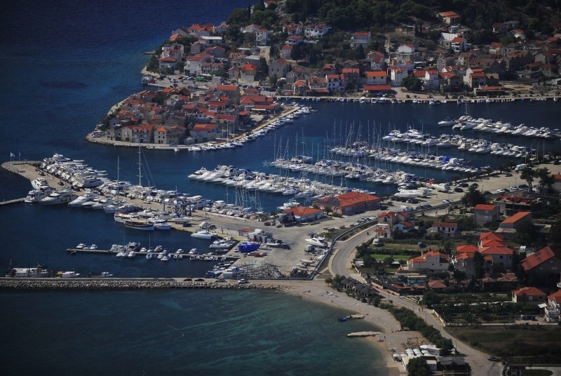 Marina Tribunj, North Dalmatia, Croatia: sheltered bay with moored yachts