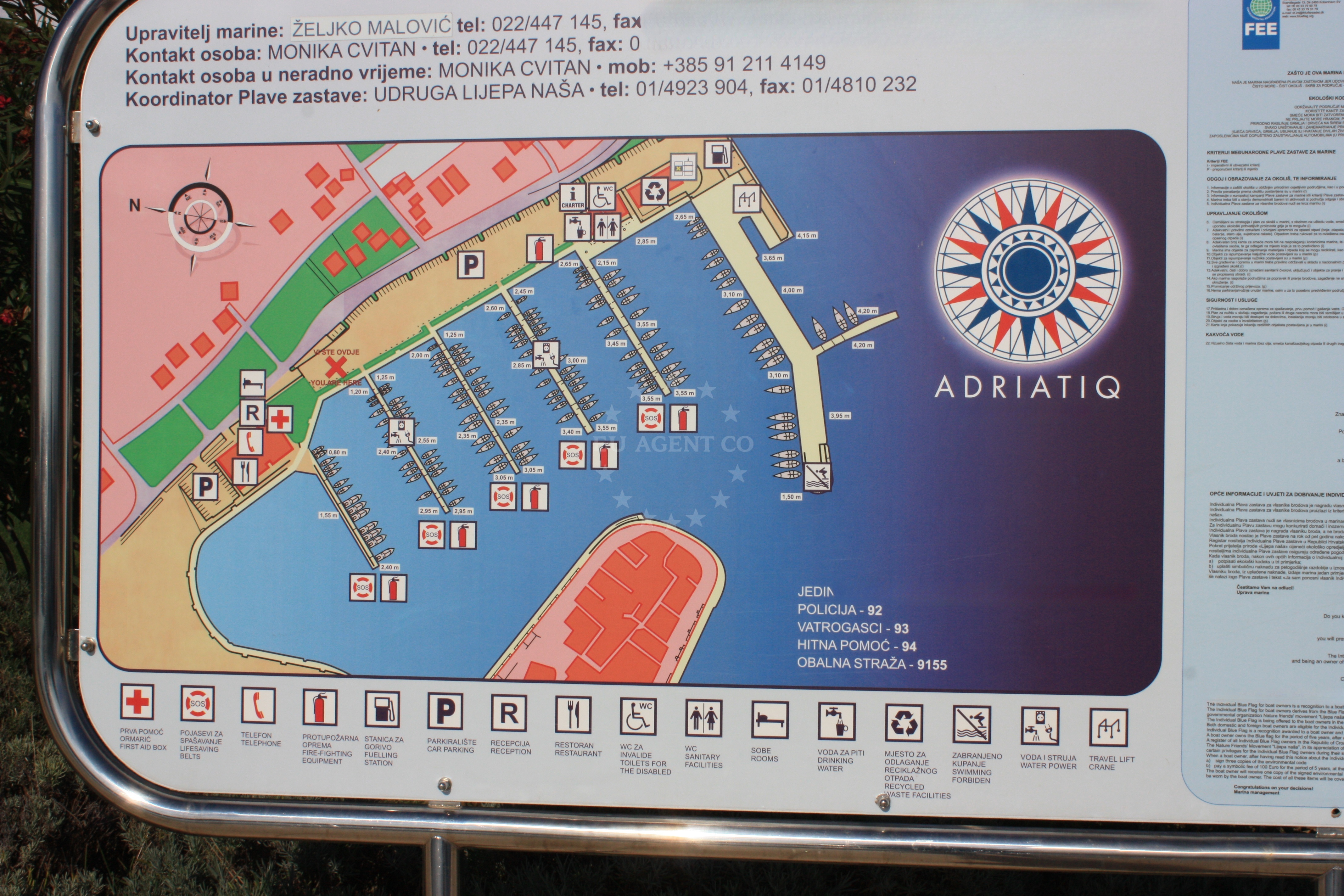 Marina Tribunj reception area with tourist information