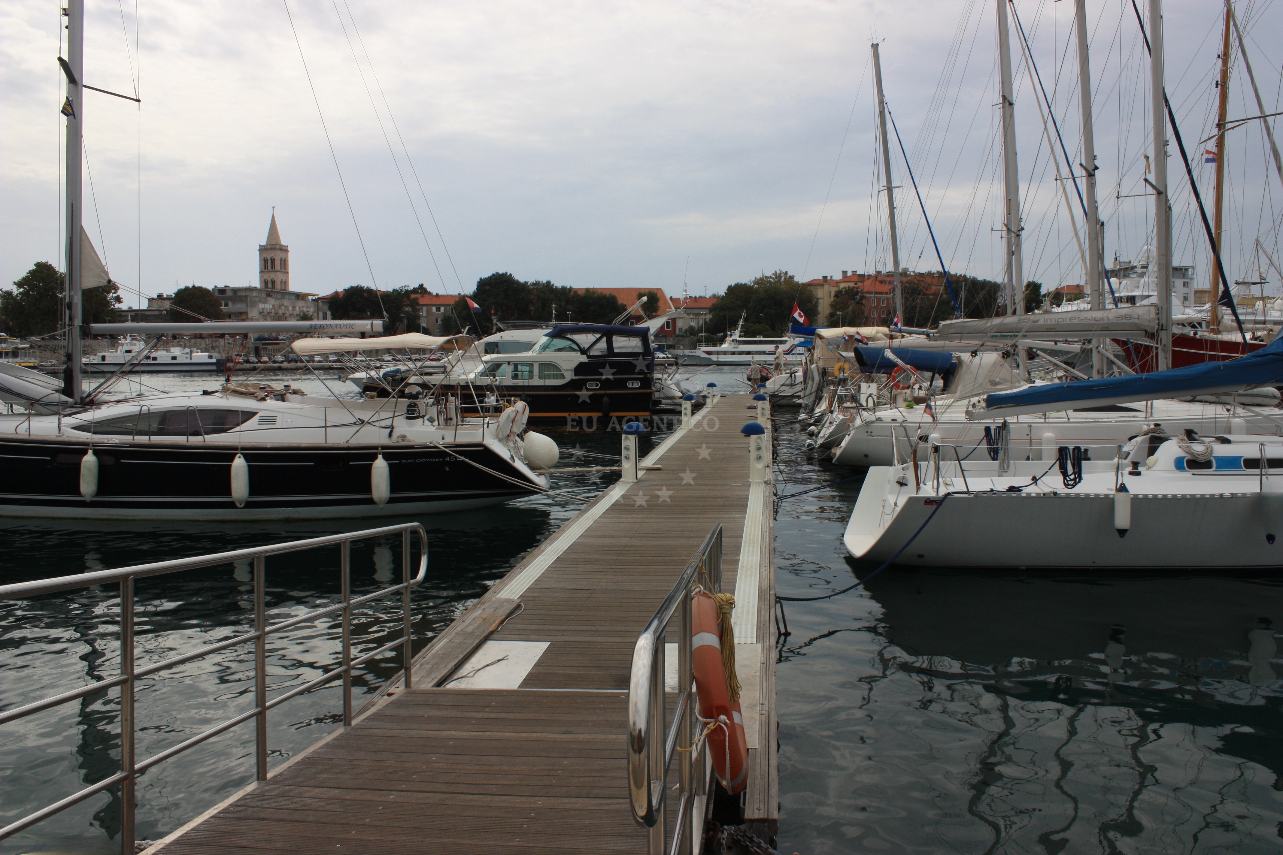 Marina Zadar harbor basin with moored yachts
