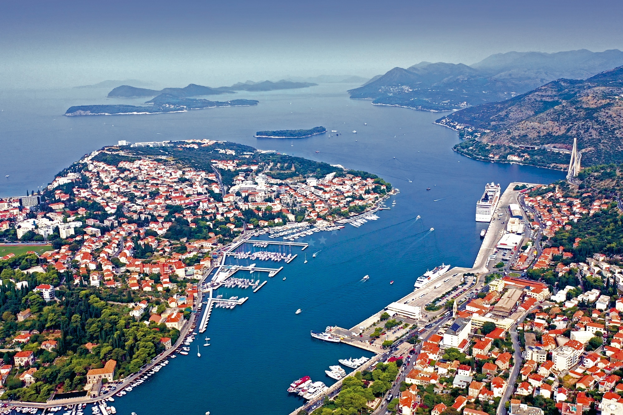 Marina Frapa Dubrovnik with yachts moored at the western part