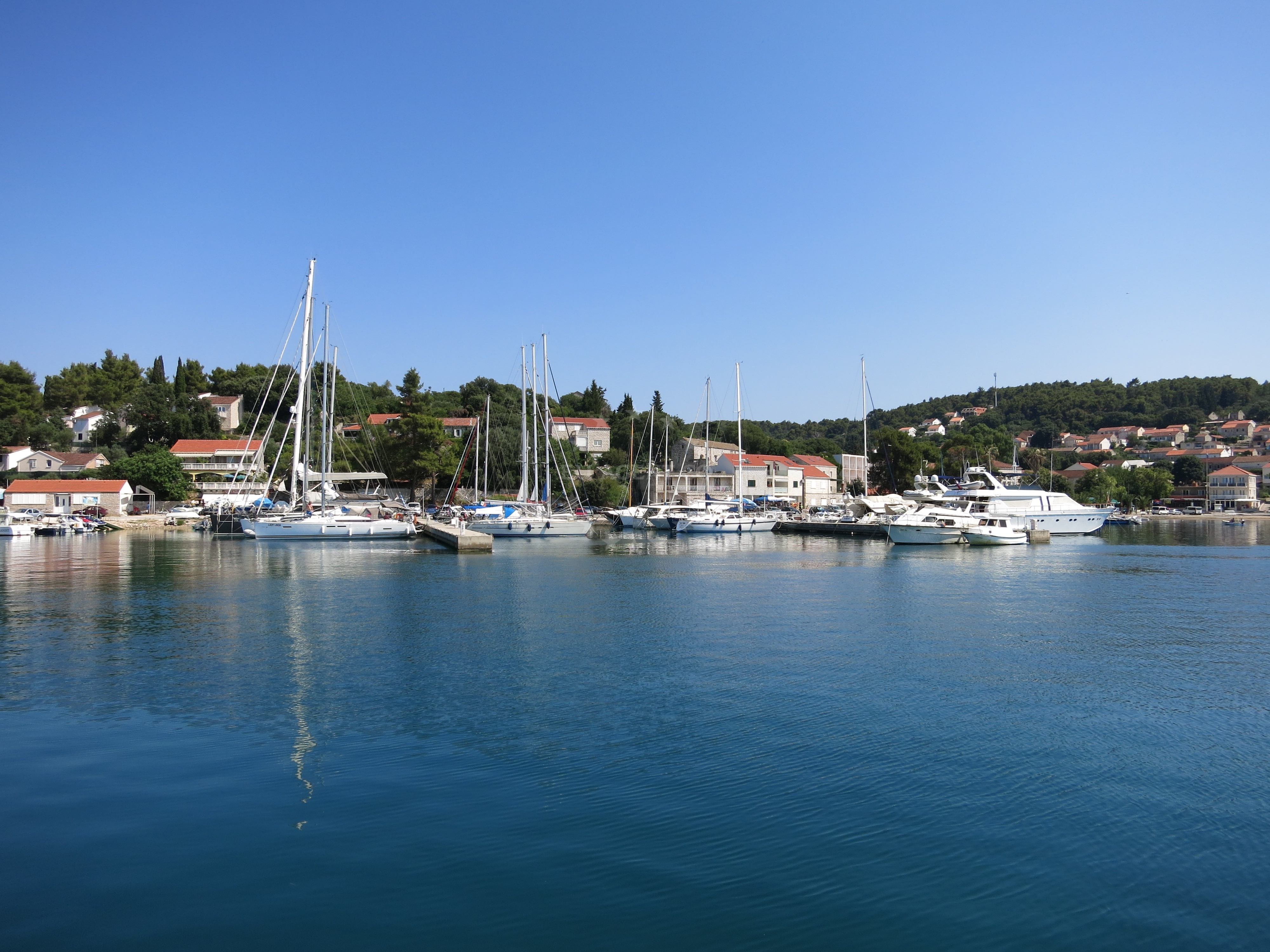 Marina Lumbarda dock area with mooring buoys