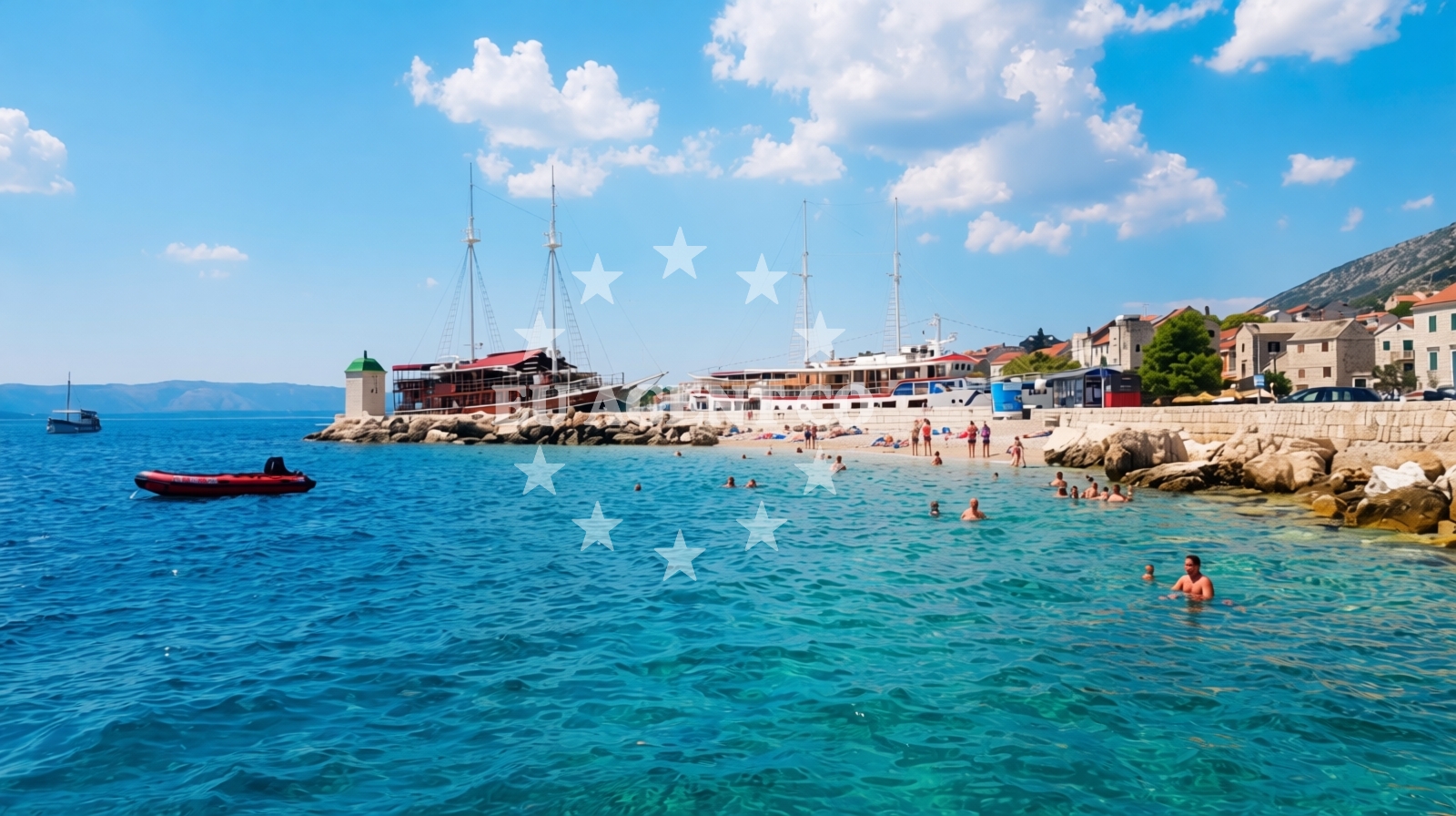 Dining area with panoramic views of the Adriatic Sea from Bol, Brač