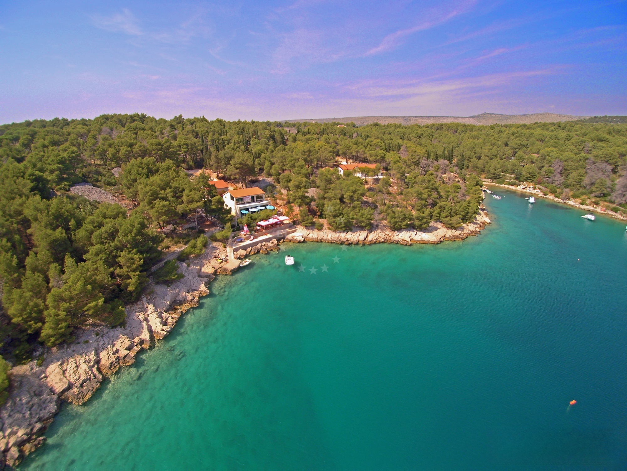 Coastal view near Konoba Lucice restaurant in Milna (Brač) on the island Brač, Croatia