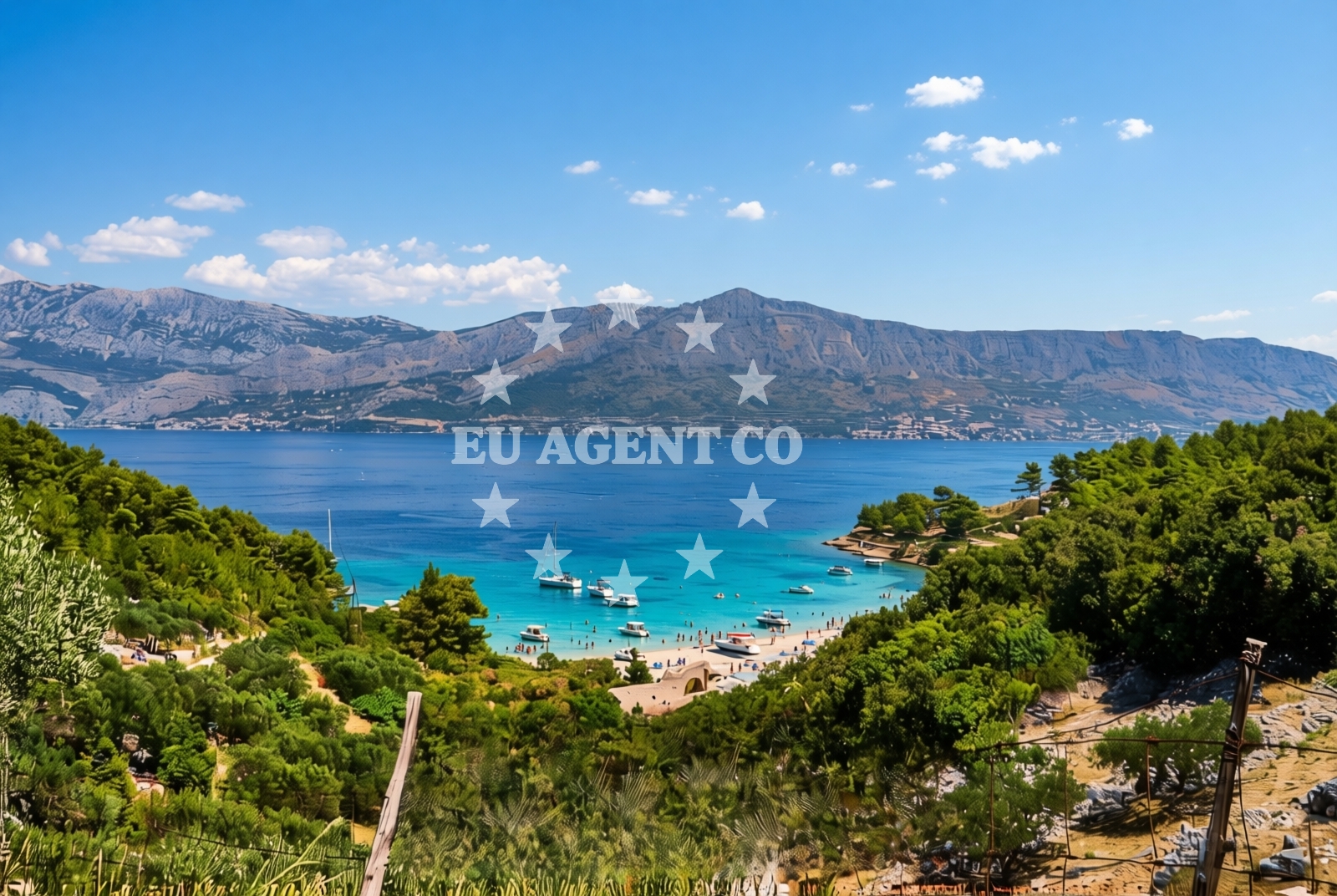 Guests enjoying a meal at the restaurant with the Adriatic coastline in the background