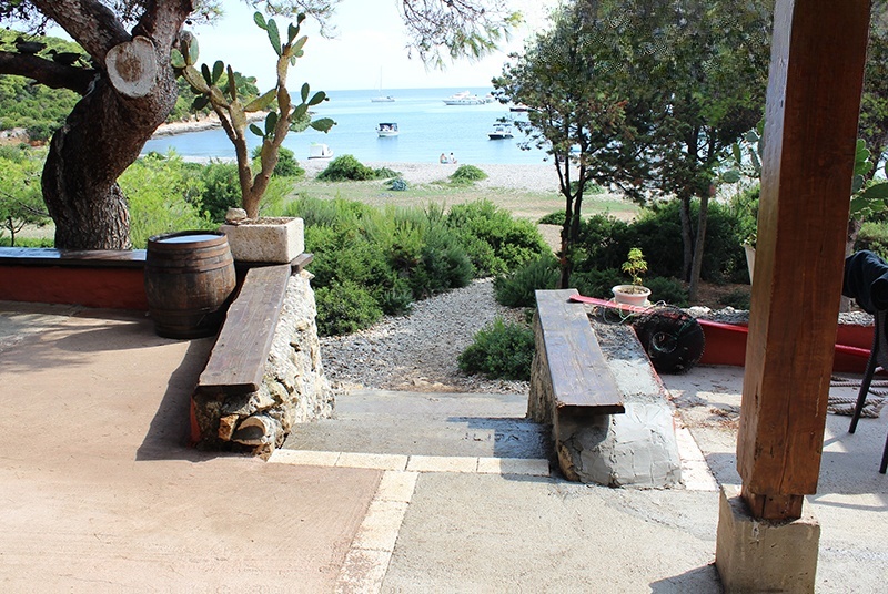 Konoba Budikovac restaurant terrace with panoramic sea view