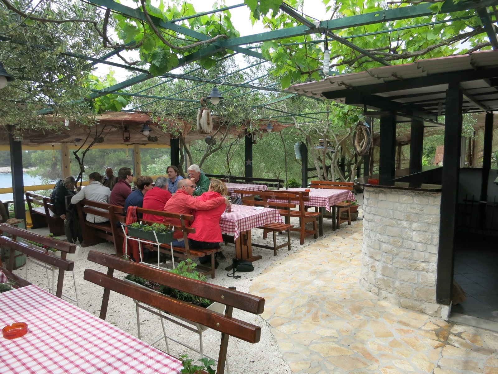 Spacious outdoor dining area at Konoba Duga Diango