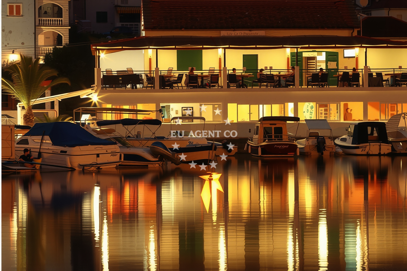 Dining area at Rarita Restaurant with views of the Adriatic coastline