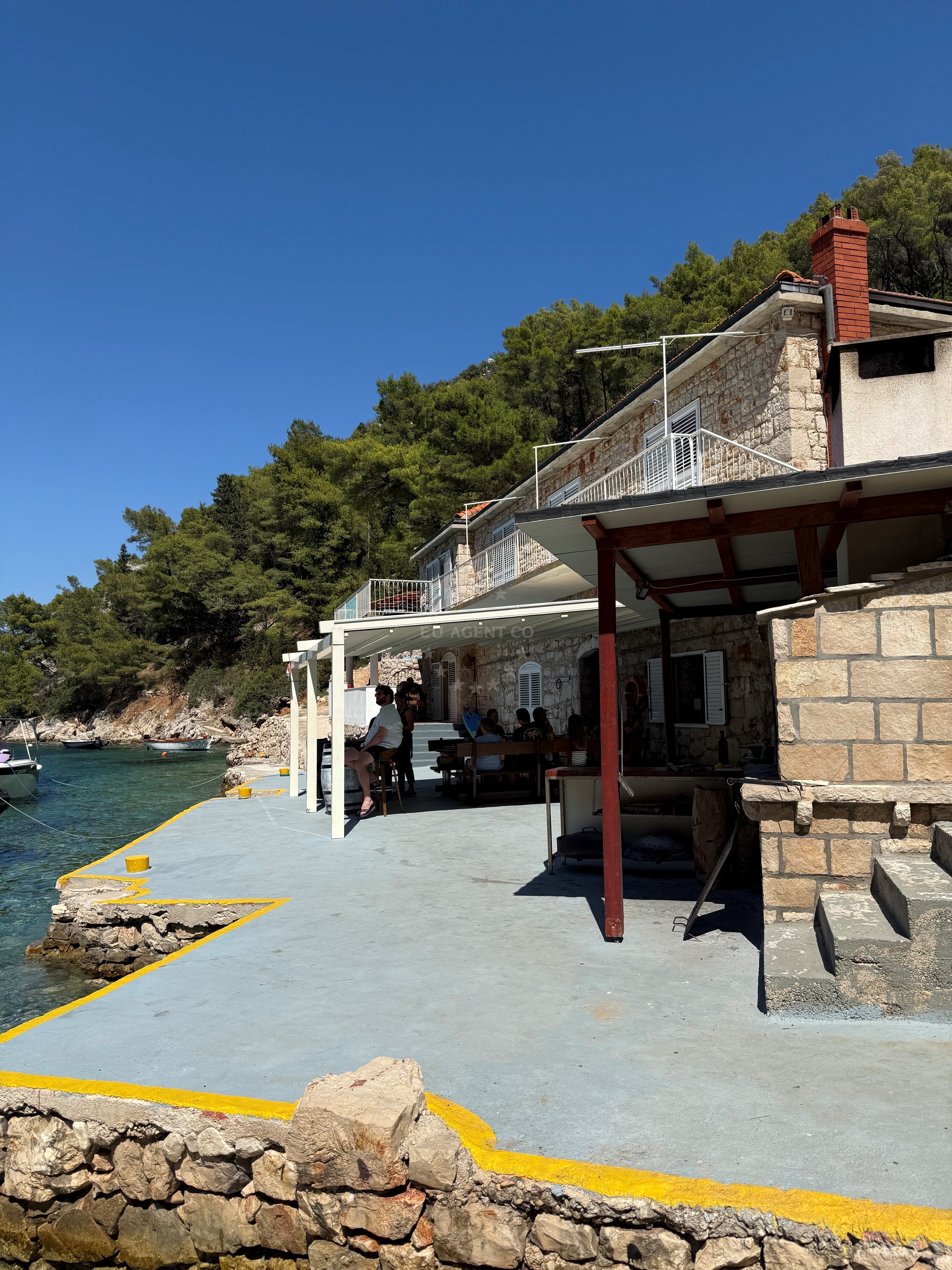 Lučišće Bay with mooring buoys near Konoba Lucisce