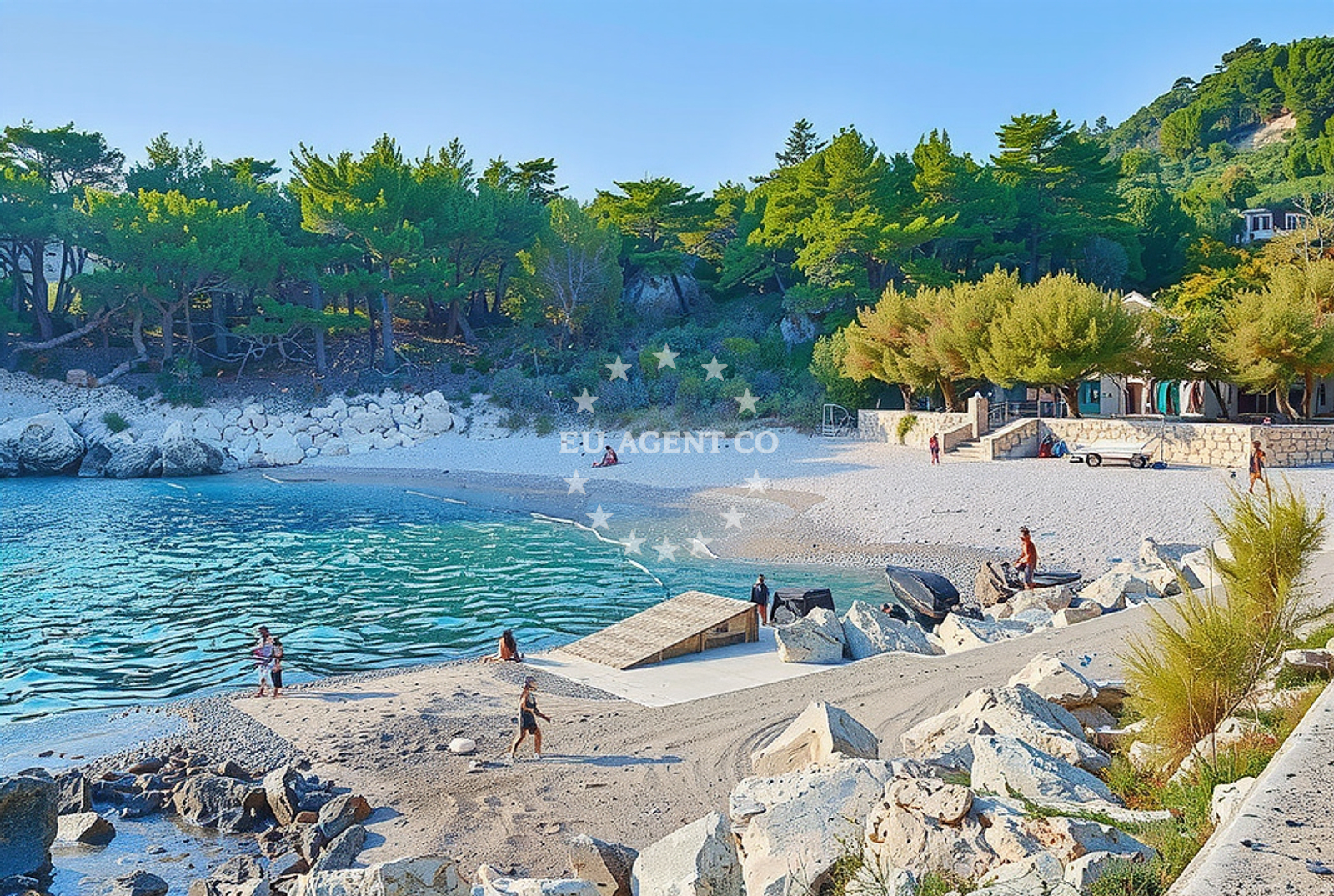 View of Borce Bay buoy field from Oaza Restaurant, Milna