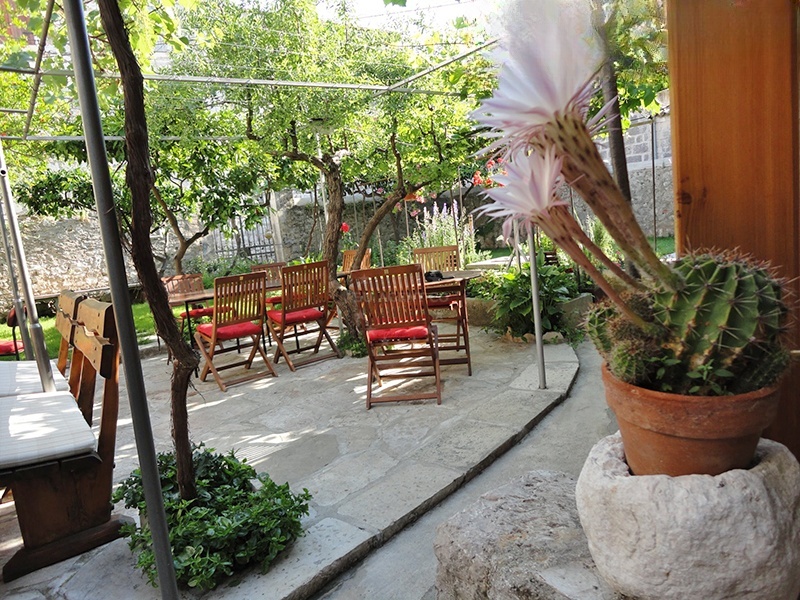 Outdoor seating area at Dardin Restaurant, Hvar