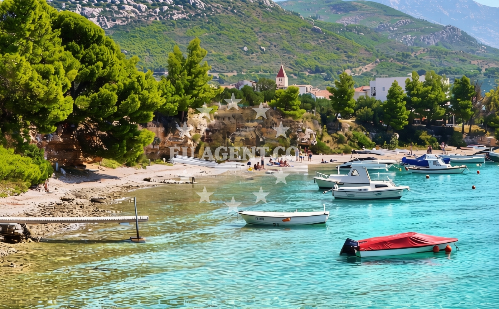 Scenic view of Promajna Beach from the restaurant