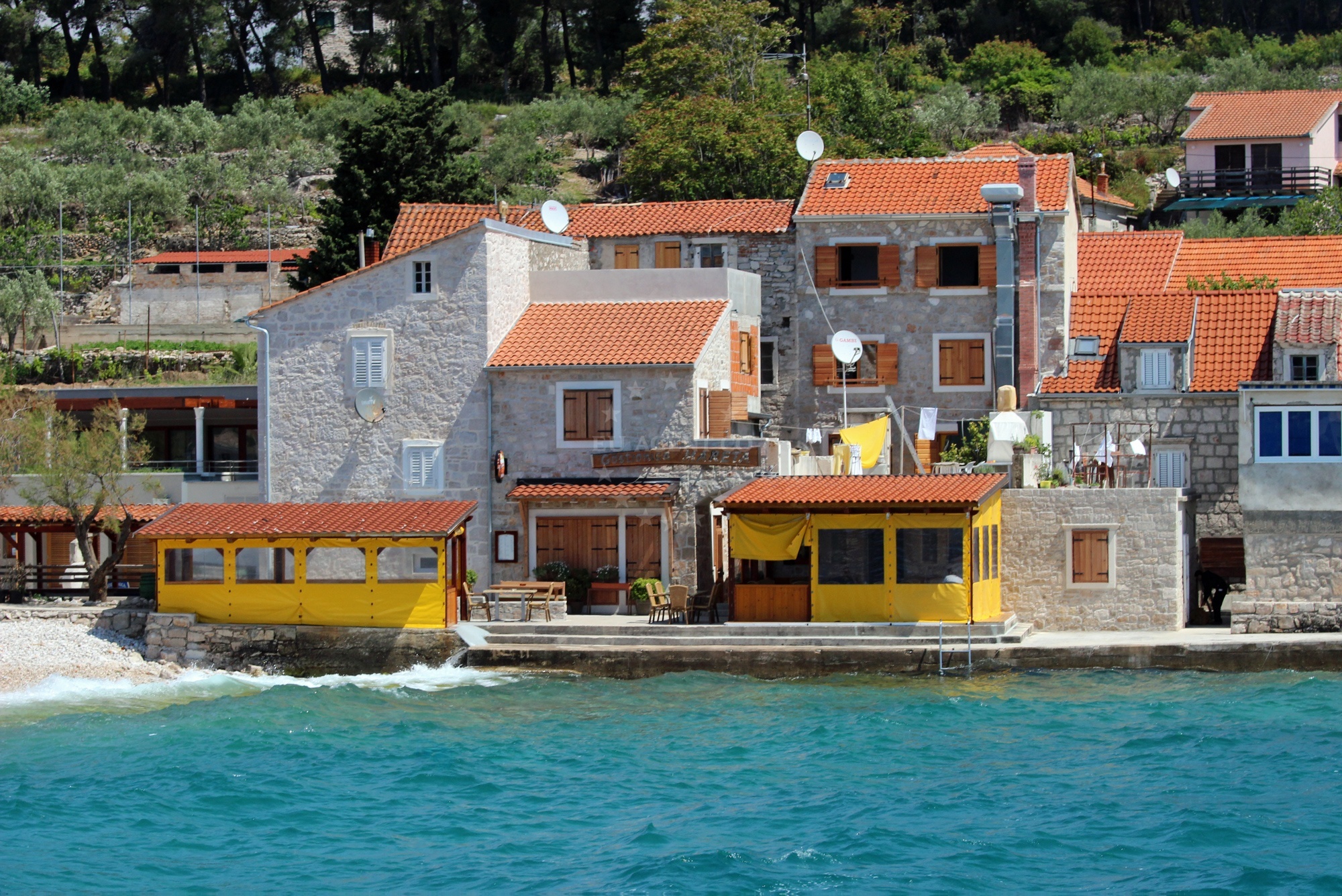 Mareta Restaurant in Prvic Luka, Central Dalmatia, Croatia, overlooking the Adriatic Sea