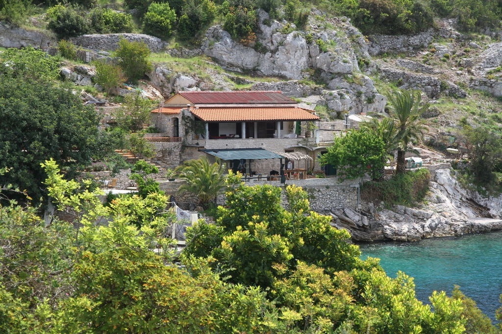 Lonely Paradise Restaurant in a natural bay on Šolta Island, Croatia