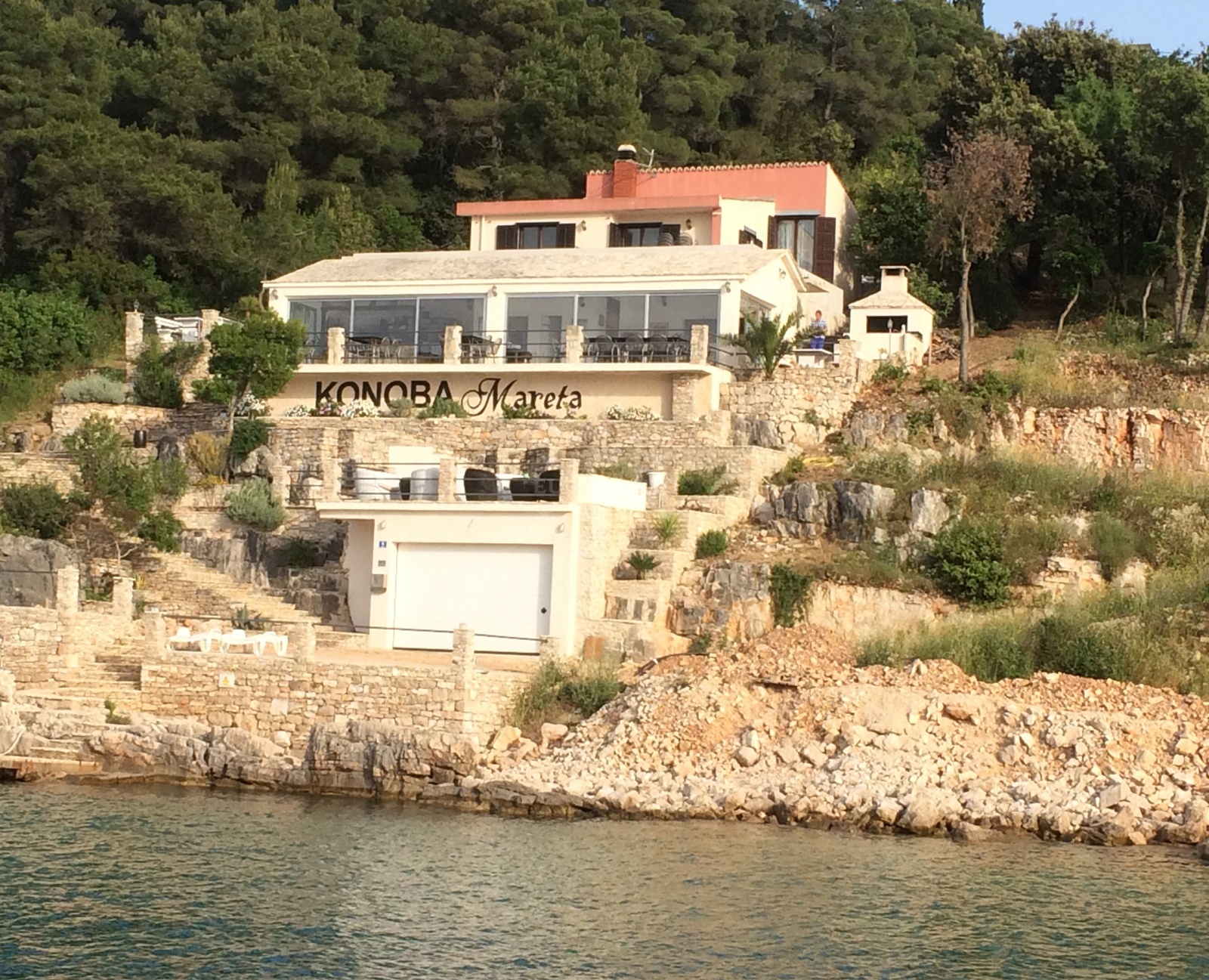 Konoba Mareta restaurant in Necujam, Solta, with a view of the Adriatic Sea