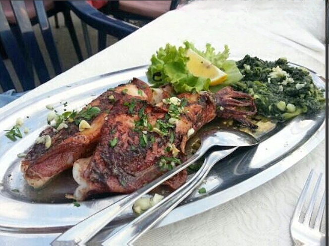 Fresh octopus salad at Volat Restaurant, Stomorska