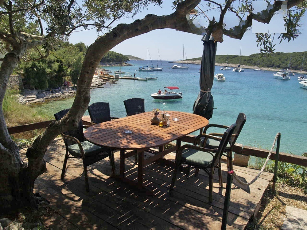 Bacchus Restaurant exterior on St. Klement Island, Central Dalmatia