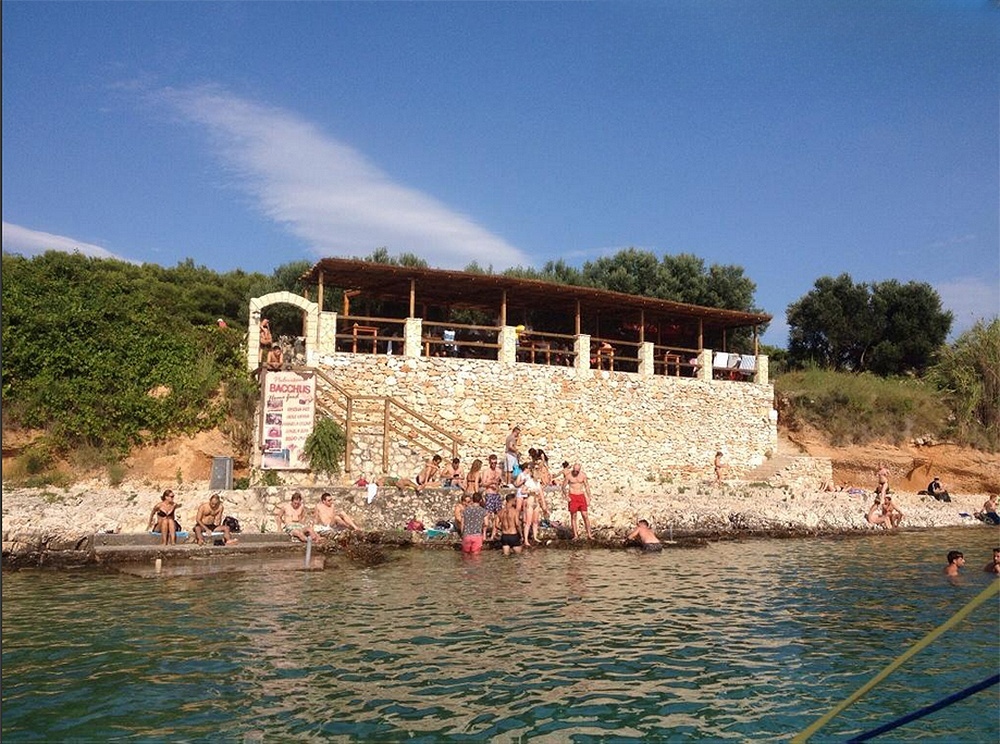 Dining area at Bacchus Restaurant overlooking the Adriatic Sea