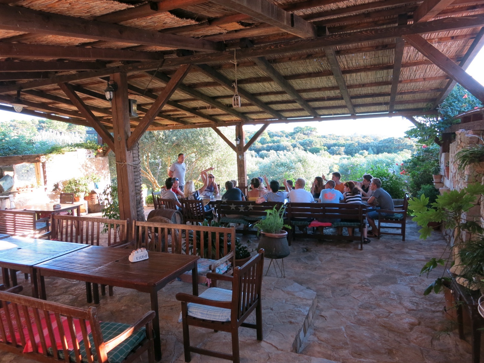 Dionis Restaurant overlooking olive trees and the Adriatic Sea on St. Klement Island
