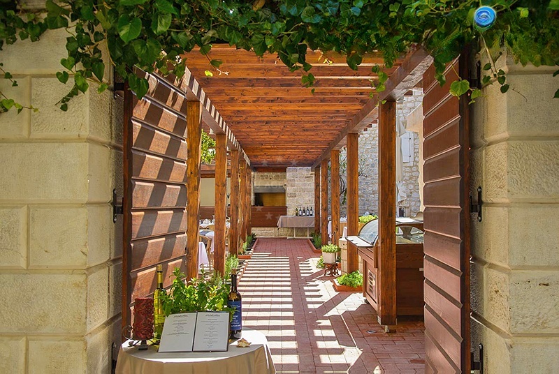 Calebotta Restaurant interior with stone walls and dining tables
