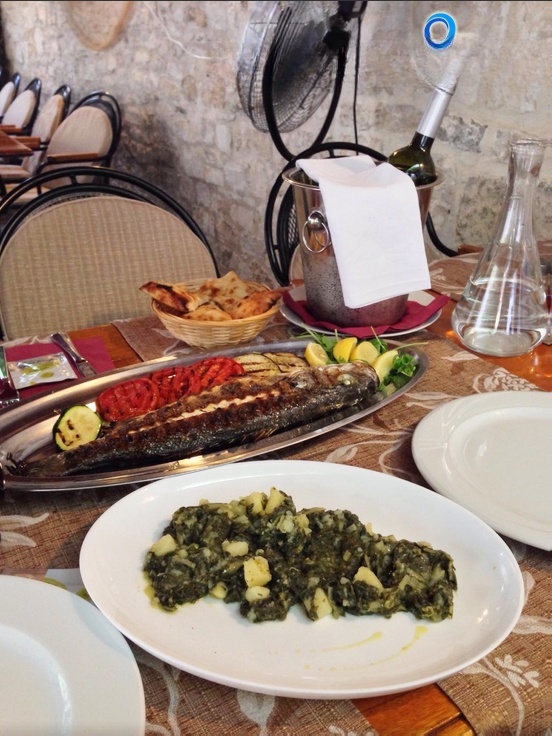 Konoba Teuta Restaurant in Trogir, Central Dalmatia, Croatia with a scenic terrace overlooking the Adriatic Sea