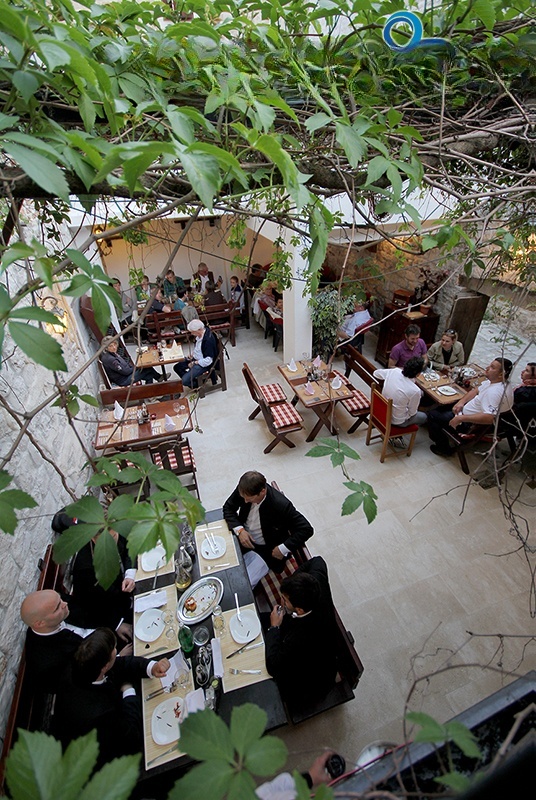 Outdoor courtyard at Tragos Restaurant in Trogir, Central Dalmatia