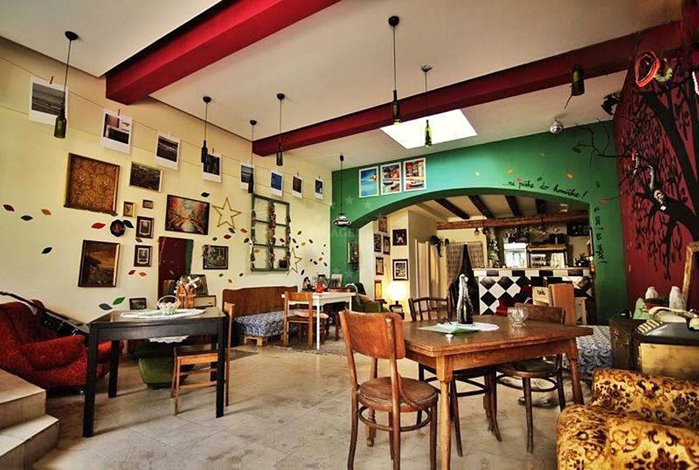 Retro-themed dining area at Fabrika Restaurant