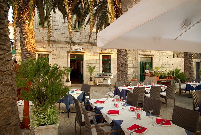 Val Restaurant terrace with Adriatic Sea view, Vis Island, Croatia