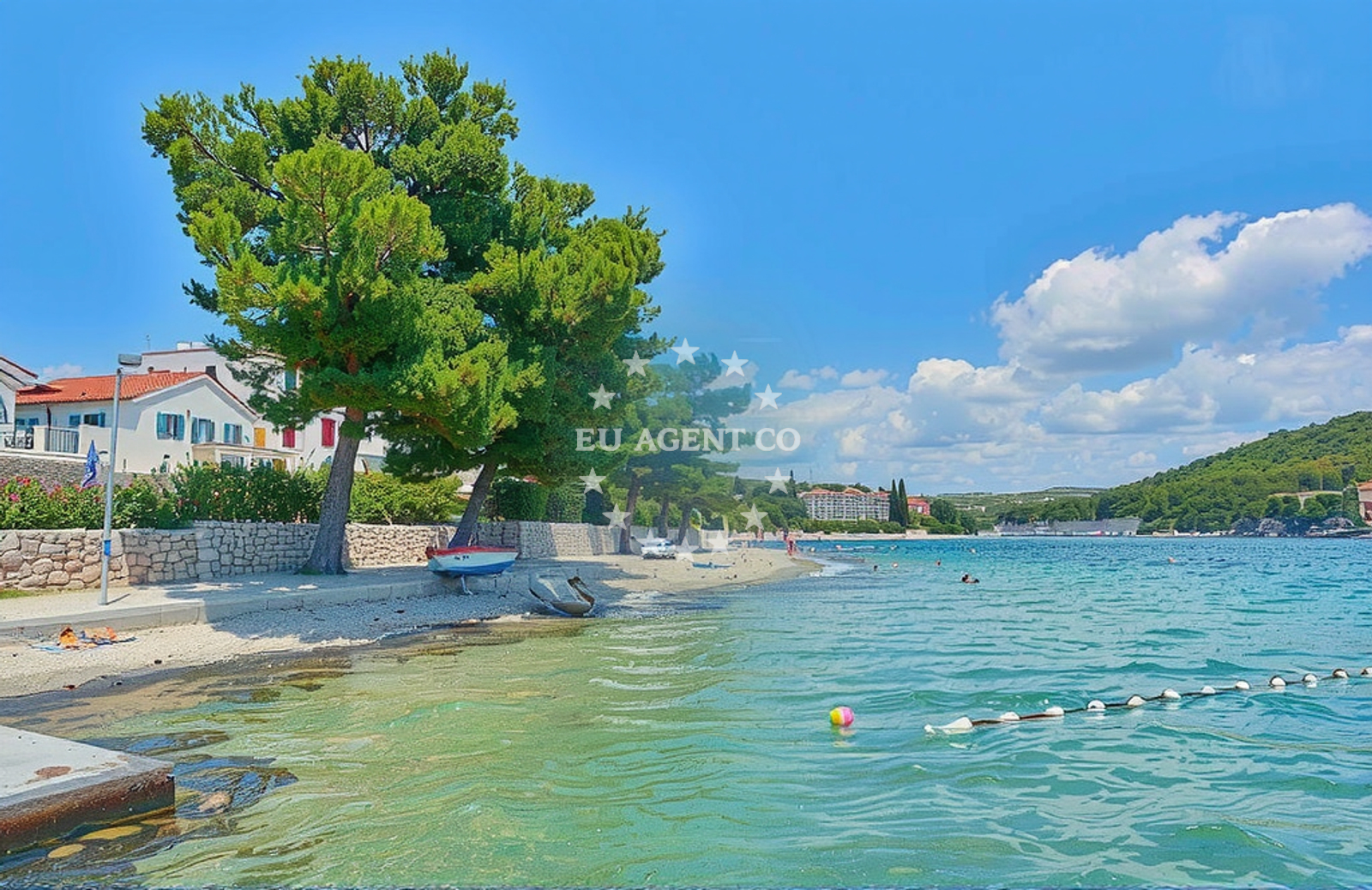 Nearby beach in Zaboric, Central Dalmatia, offering scenic views for tourists and sailors.