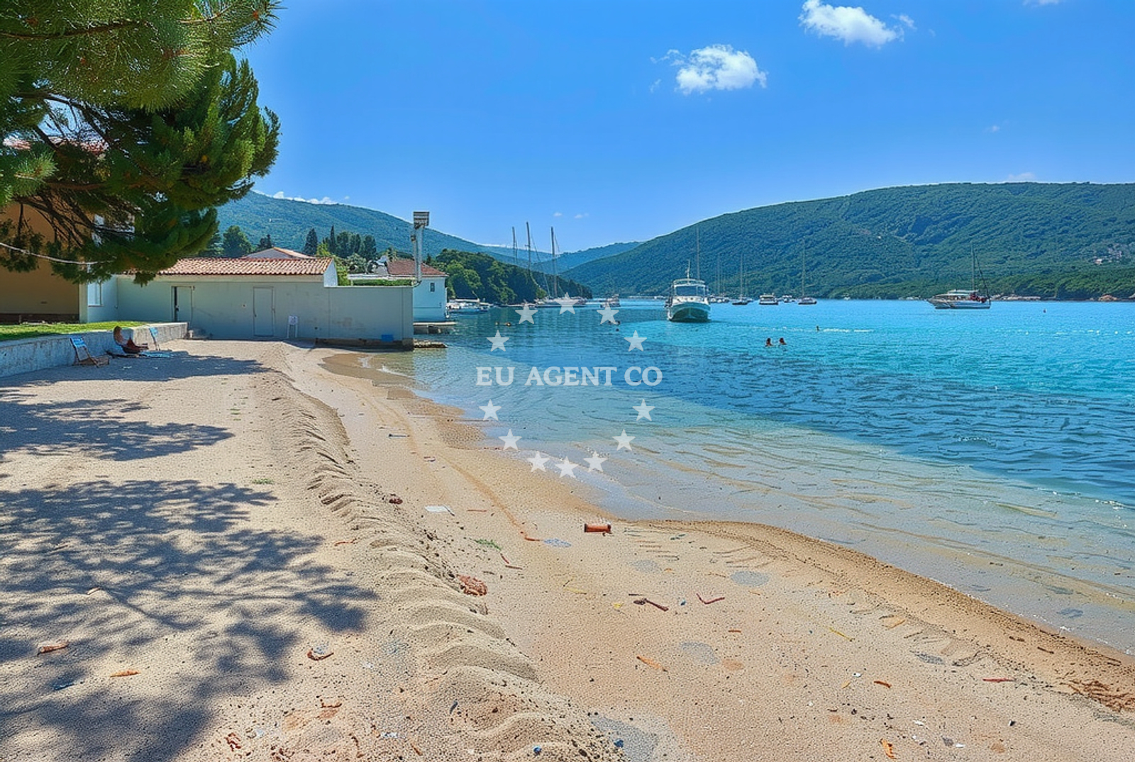 Cres Harbour with a restaurant located nearby, showcasing nautical activity